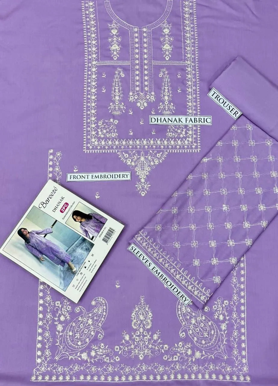 2 Pcs Women's Unstitched Embroidered Suit