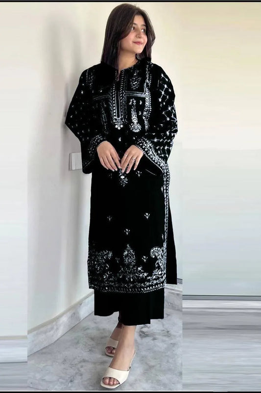 2 Pcs Women's Unstitched Embroidered Suit