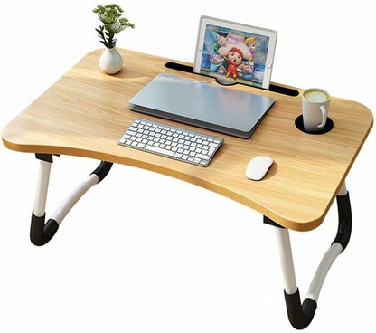 Wooden Laptop Table - Laptop Stand - Floor Table - Laptop table - Drawing Desk - Bed Tray Table Fold-able - Table Notebook Stand Reading Holder - Study Table - Portable Desk - Random Color