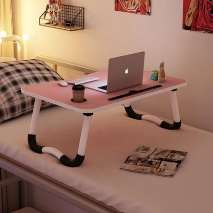 Wooden Laptop Table - Laptop Stand - Floor Table - Laptop table - Drawing Desk - Bed Tray Table Fold-able - Table Notebook Stand Reading Holder - Study Table - Portable Desk - Random Color
