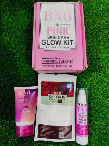 Pink Glow Facial Kit - Nourishing Saffron Mask & SPF Combo for All Skin Types