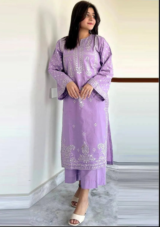 2 Pcs Women's Unstitched Embroidered Suit