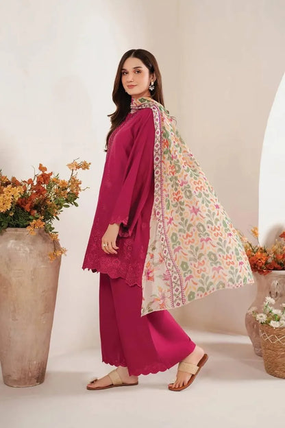 3 Pcs Women's Unstitched Chikankari Embroidered Suit