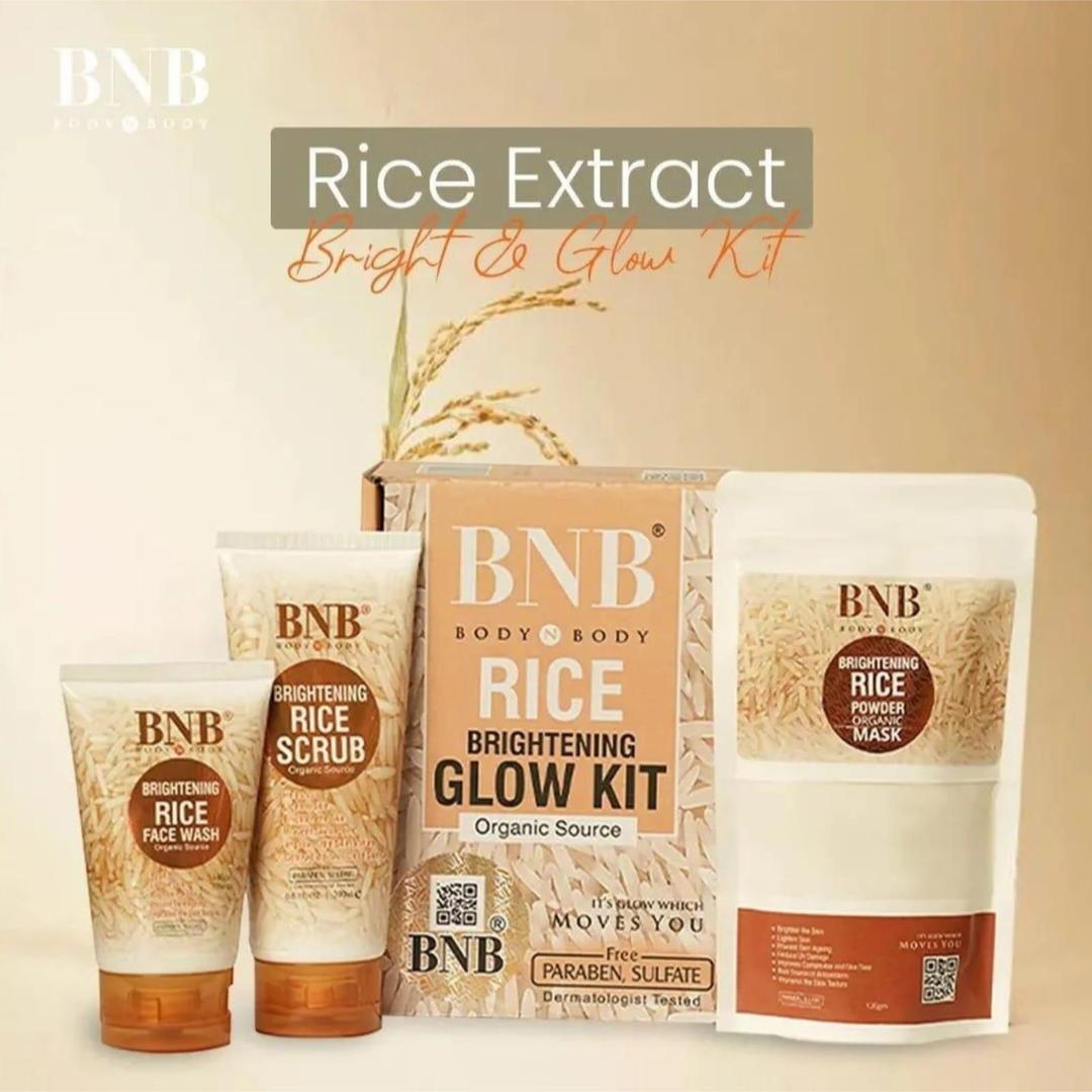 Bnb Skin Brightening Rice Facial Kit - Whitening and Exfoliating Set