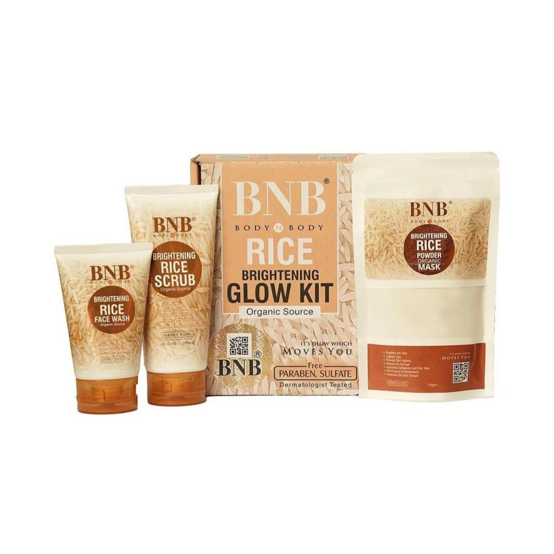 Bnb Skin Brightening Rice Facial Kit - Whitening and Exfoliating Set