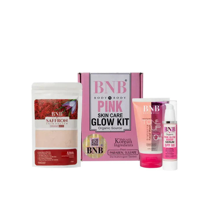 Pink Glow Facial Kit - Nourishing Saffron Mask & SPF Combo for All Skin Types