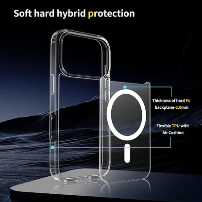 Magsafe Wireless Charge Magnetic Case for IPhone  17Pro Max Shockproof Transparent Shell PC Clear Cover for IPhone17