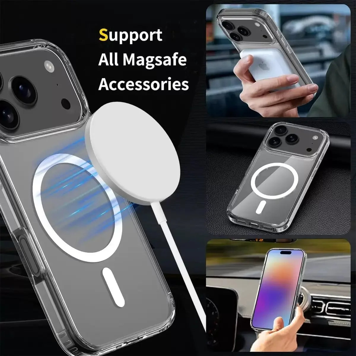 Magsafe Wireless Charge Magnetic Case for IPhone  17Pro Max Shockproof Transparent Shell PC Clear Cover for IPhone17