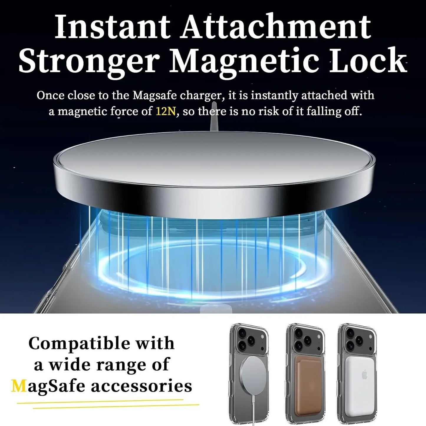 Magsafe Wireless Charge Magnetic Case for IPhone  17Pro Max Shockproof Transparent Shell PC Clear Cover for IPhone17
