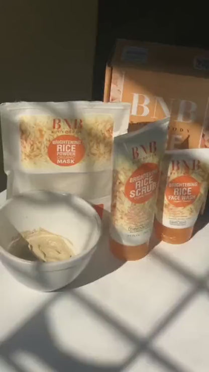 Bnb Skin Brightening Rice Facial Kit - Whitening and Exfoliating Set